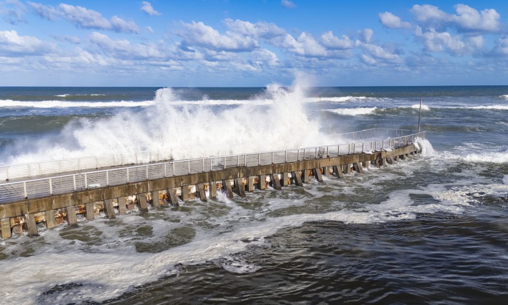 Waves crash at Boynton Inlet, Palm Beach County, FL, Oct. 20, 2026. (Credit: Boca Daily News)