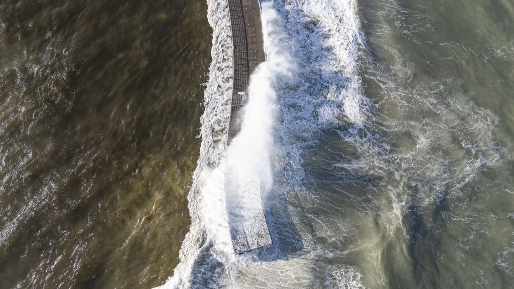 Waves crash at Boynton Inlet, Palm Beach County, FL, Oct. 20, 2026. (Credit: Boca Daily News)