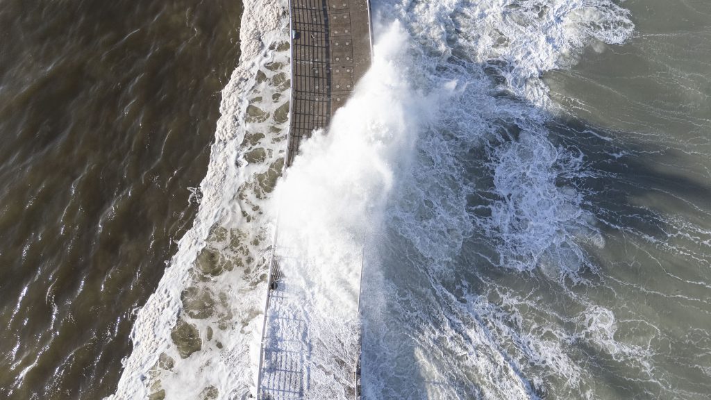 Waves crash at Boynton Inlet, Palm Beach County, FL, Oct. 20, 2026. (Credit: Boca Daily News)